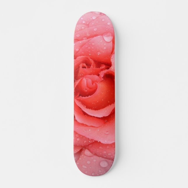Skate Gotas de Água de Rosa Vermelha Romântica (Frente)