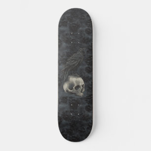 Skate Gótico Edgar Poe Corvo Caveira Escuro