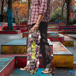 Skate Grafite Negrito com Motto 'Live to Ride' Amarelo