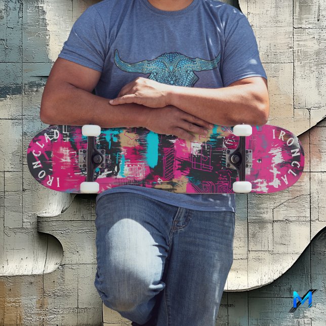 Skate Grafite Negrito Inspirado com Arte Abstrato Neon P (Criador carregado)