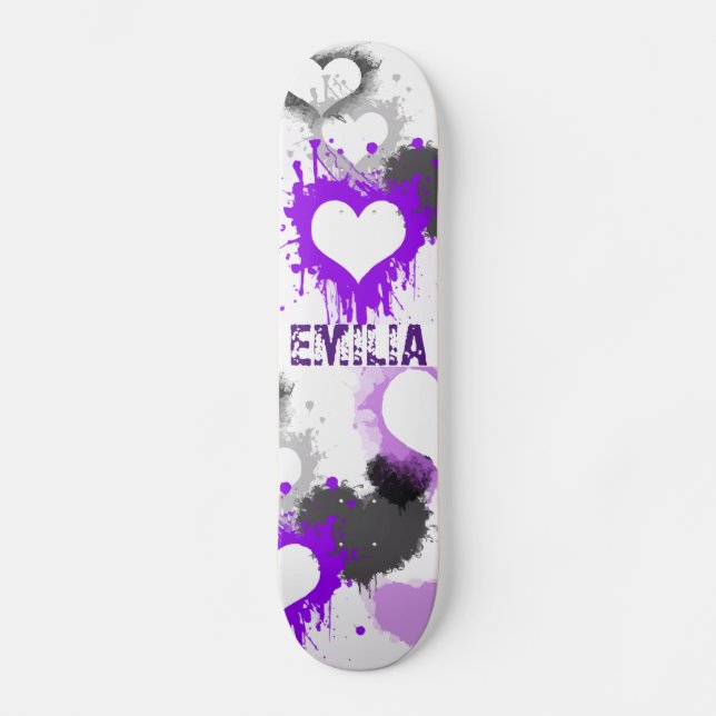 Skate grafite roxo grunge nome personalizado (Frente)