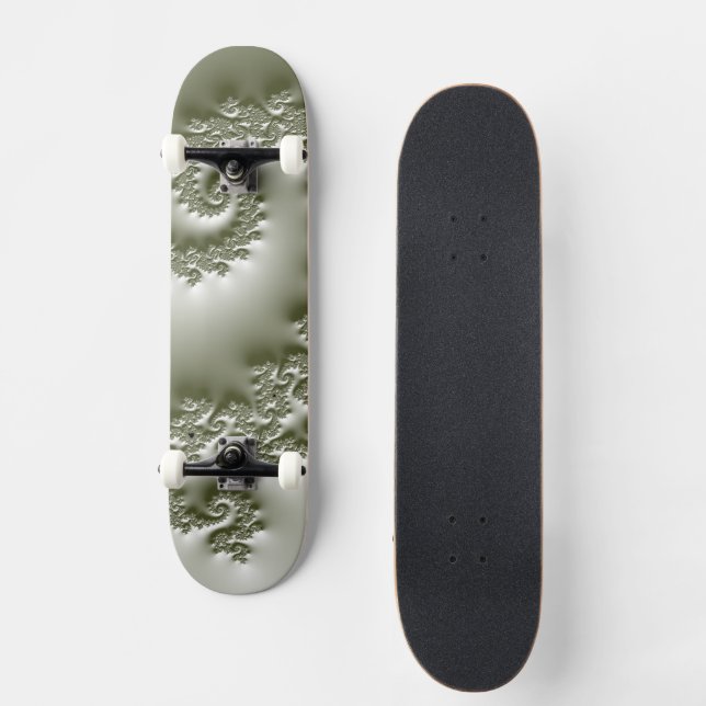 Skate Gravata com design fractal verde pálido (Frente)