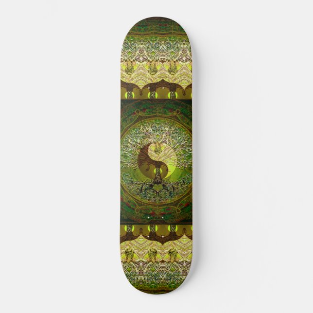 Skate Green Yin Yang com árvore da vida (Frente)