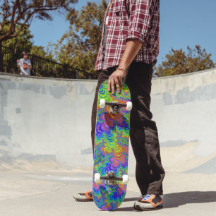 Skate Groovous Colorful Boho Hippie Trippy Rainbow Fract