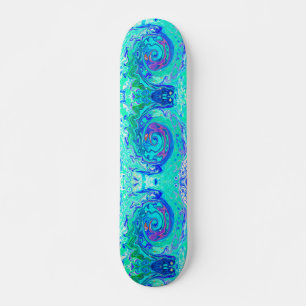 Skate Groovy Abstrato Oceano Azul e Verde Líquido Redemo
