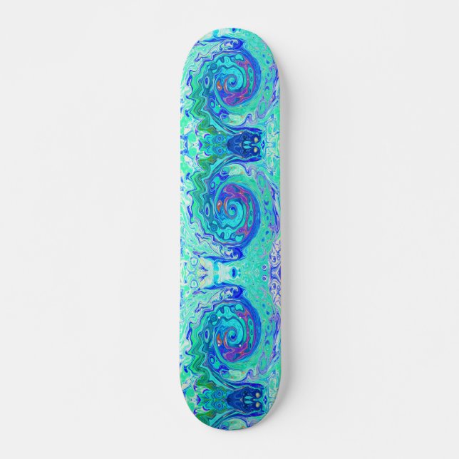 Skate Groovy Abstrato Oceano Azul e Verde Líquido Redemo (Frente)