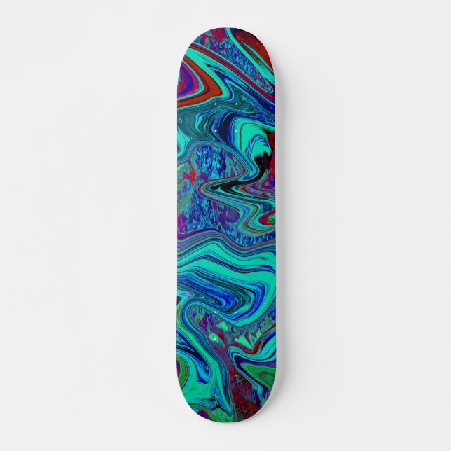 Skate Groovy Abstrato Retro Art em Azul e Vermelho (Frente)