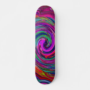 Skate Groovy Abstrato Retro Magenta Dark Rainbow Swirl