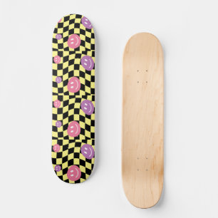Skate Groovy psicedelic Retro Smiley Checkerboard,