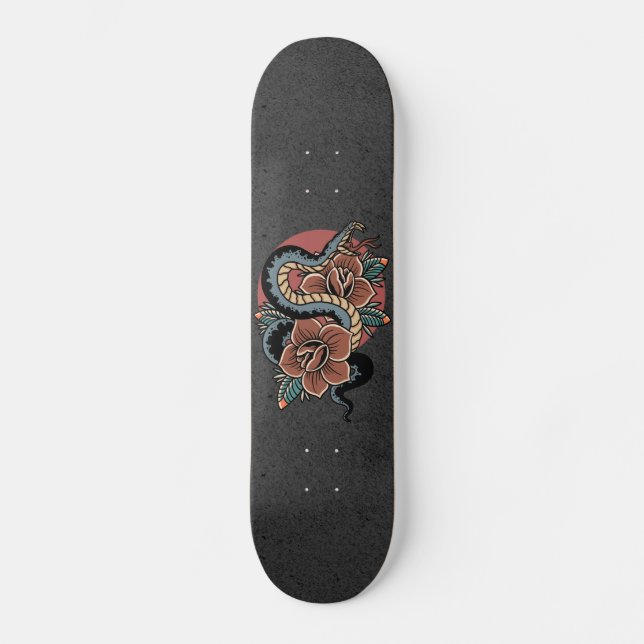Skate Grunge Cobra místico floral Ilustração sotérica (Frente)