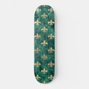 Skate Grunge Green Velvet Fleur De Lis Mardi Gras