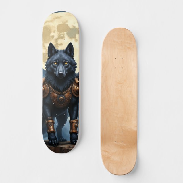 Skate Guardião da Lua – O Lobo de Asa Preta (Frente)