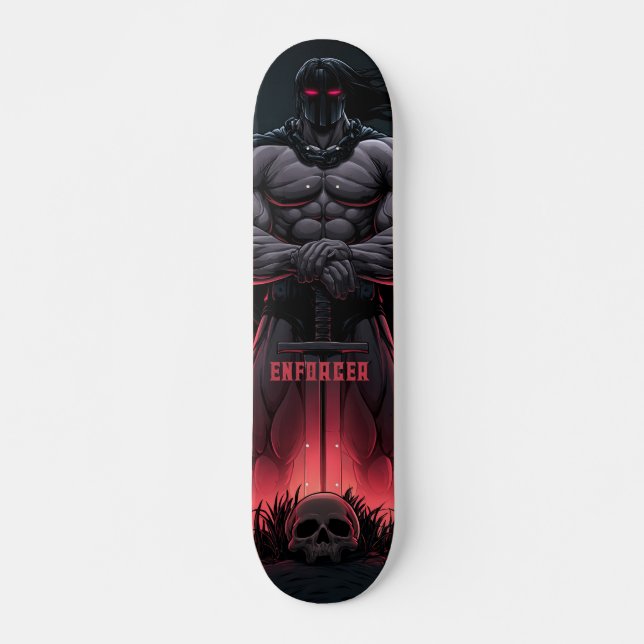 Skate Guerreiro Poderoso com Espada e Fantasia de Caveir (Frente)