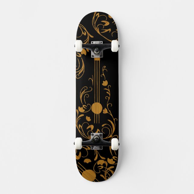 Skate Guitarra de Madeira rolada (Frente)