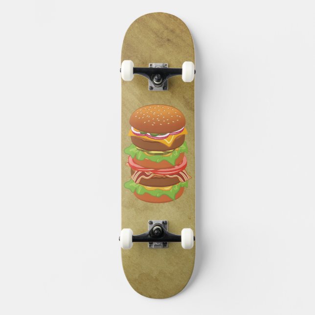 Skate Hambúrguer duplo com queijo e bacon (Frente)