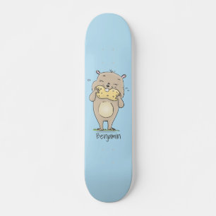 Skate Hamster sorridente e bonito com desenho animado de