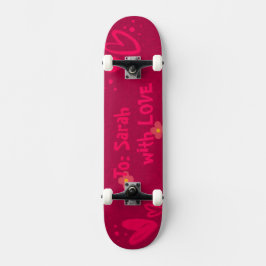Skate Hand-Drawn Pink Hearts & Floral Romantic