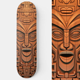 Skate havaiano Totem Tiki Mask Wood Art
