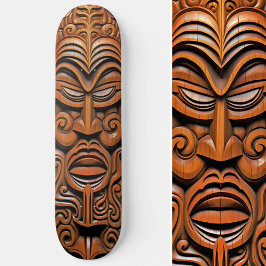 Skate Havaiano Totem Tiki Mask Wood Style Art