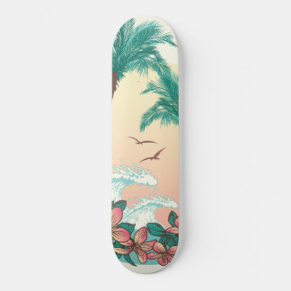 Skate Hawaii Sunset Waves Hibiscus Palms Birds