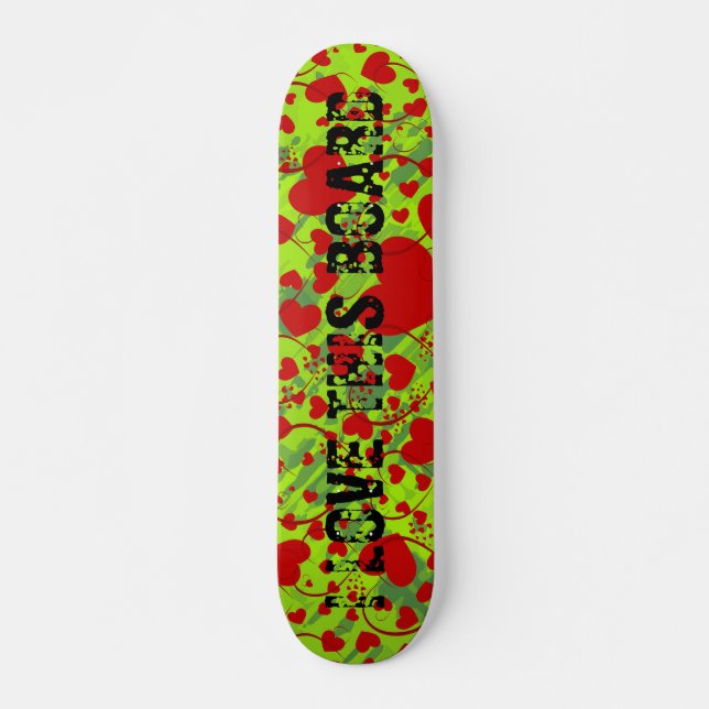 Skate HEART Padrão ART 5 + seu texto | espadilha verde (Frente)