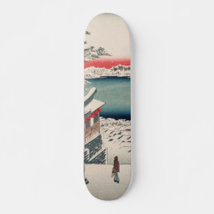 Skate Hilltop Snow View Vintage Ukiyo-e Japonês Art
