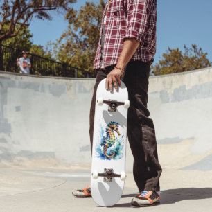 Skate Hippocampus Aquarela