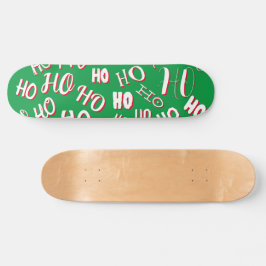 Skate HO HO Padrão de texto de Natal branco verde