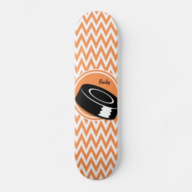 Skate Hockey; Orange e White Chevron (Frente)