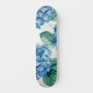 Skate Hortênsia Azuis Floral Aquarela Botânica Florações