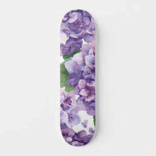 Skate Hortênsia Roxa Aquarela Floral Lavanda Flor