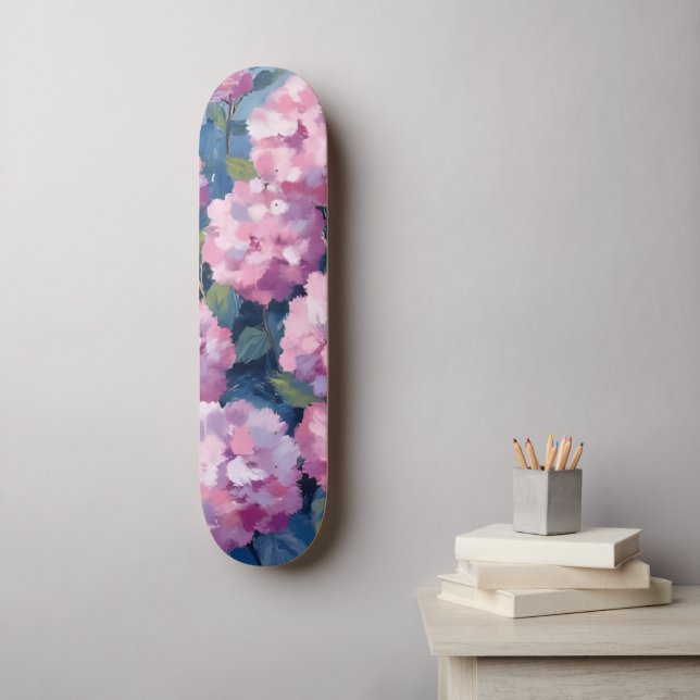 Skate Hortênsias Florais Rosa Cor-de-Rosa (Arte de parede)