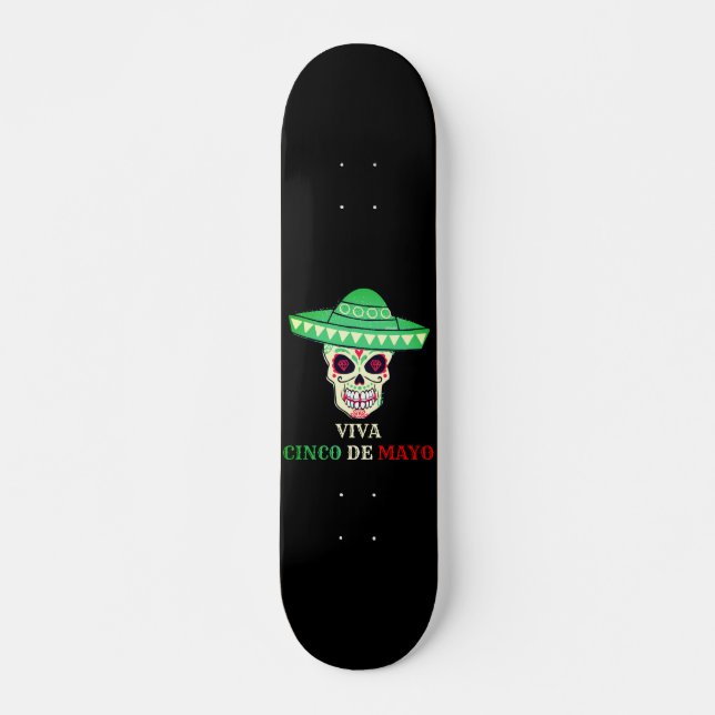 Skate Ideia divertida do partido de crânio VIVA CINCO DE (Frente)