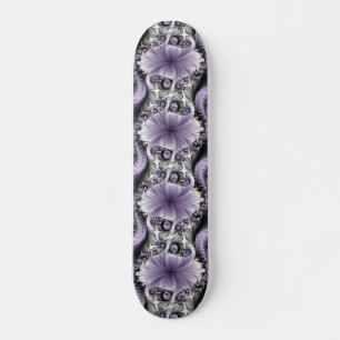 Skate Ilusão Lilás Arte Floral Abstrata Fantasia Fractal