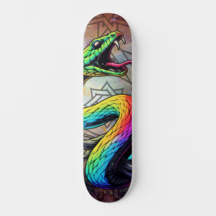 Skate Ilustração Colorida de Cobra