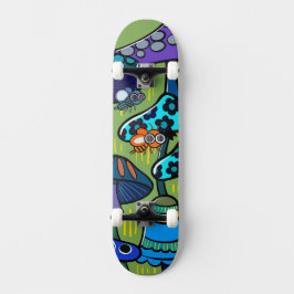 Skate Ilustração Colorida de Cogumelo