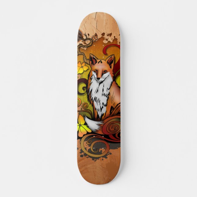 Skate Ilustração da Natureza em Madeira de Cinza Claro c (Frente)