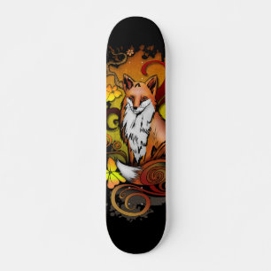 Skate Ilustração da Raposa de Outono em Fundo Preto