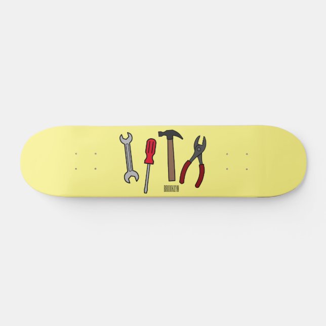 Skate Ilustração de desenho animado com ferramentas de c (Horz)