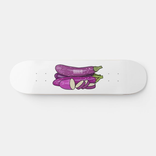 Skate Ilustração de desenho animado de beringela (Horz)