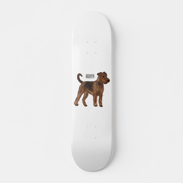 Skate Ilustração de desenho animado de cão Airedale terr (Frente)