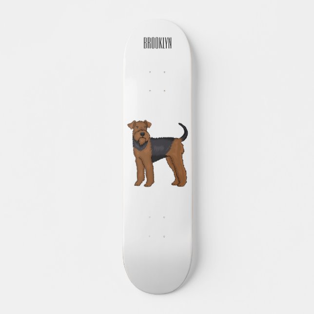 Skate Ilustração de desenho animado de cão Airedale terr (Frente)