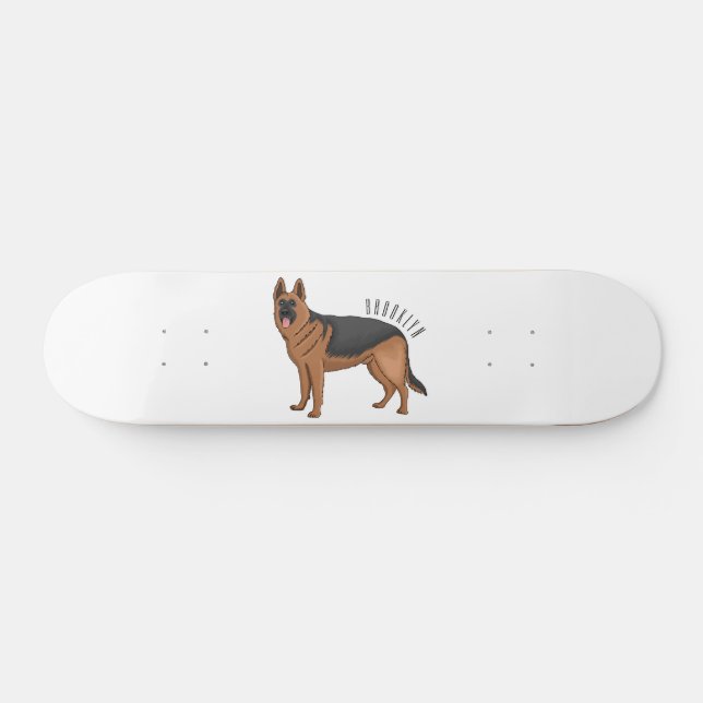 Skate ilustração de desenho animado de cão german shephe (Horz)