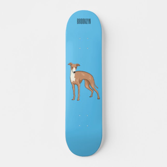 Skate Ilustração de desenho animado de cão Greyhound (Frente)