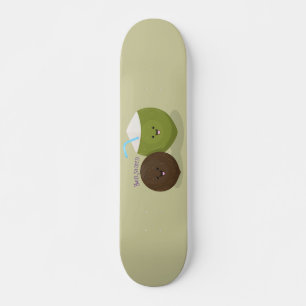 Skate Ilustração de desenho animado de cocos fofos e kaw