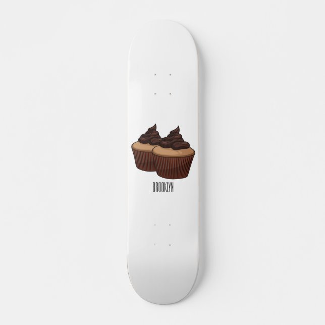 Skate ilustração de desenho animado de cupcake (Frente)