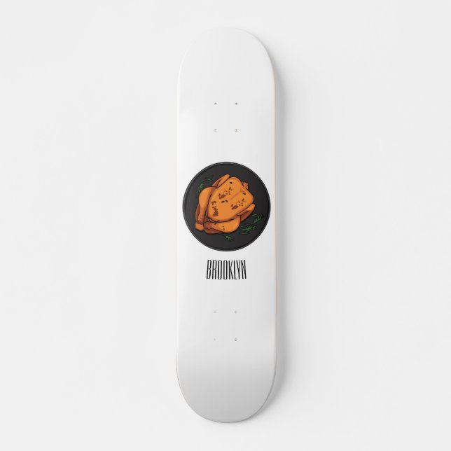 Skate Ilustração de desenho animado de frango assado (Frente)