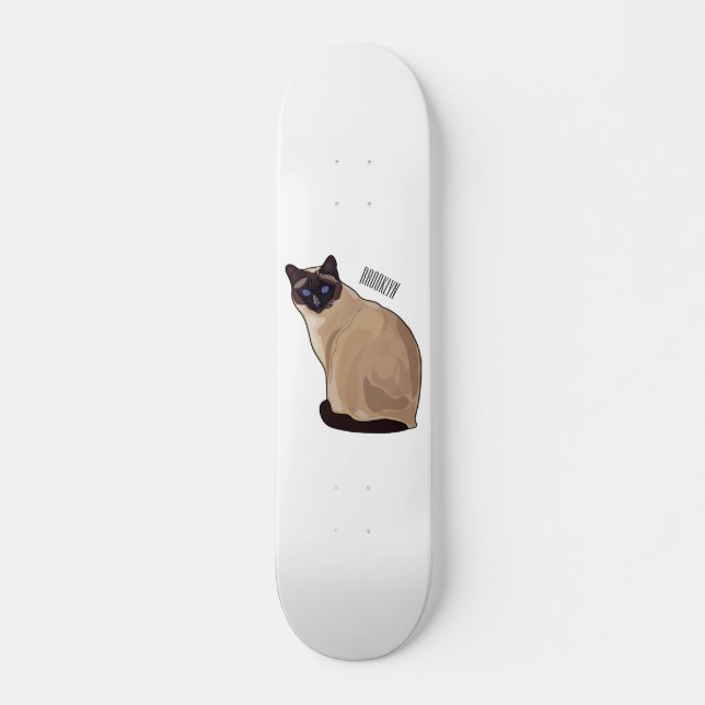Skate Ilustração de desenho animado de gato siamês (Frente)