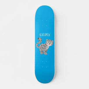 Skate Ilustração de desenho animado de leopardo-da-neve