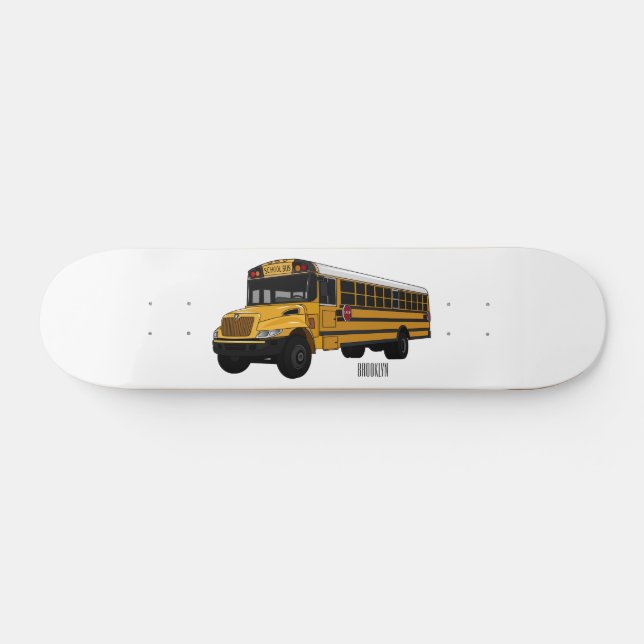 Skate Ilustração de desenho animado de ônibus escolar (Horz)